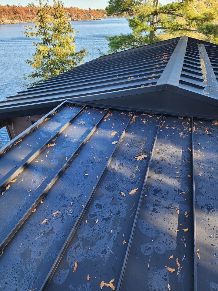 Standing seam steel by the lake